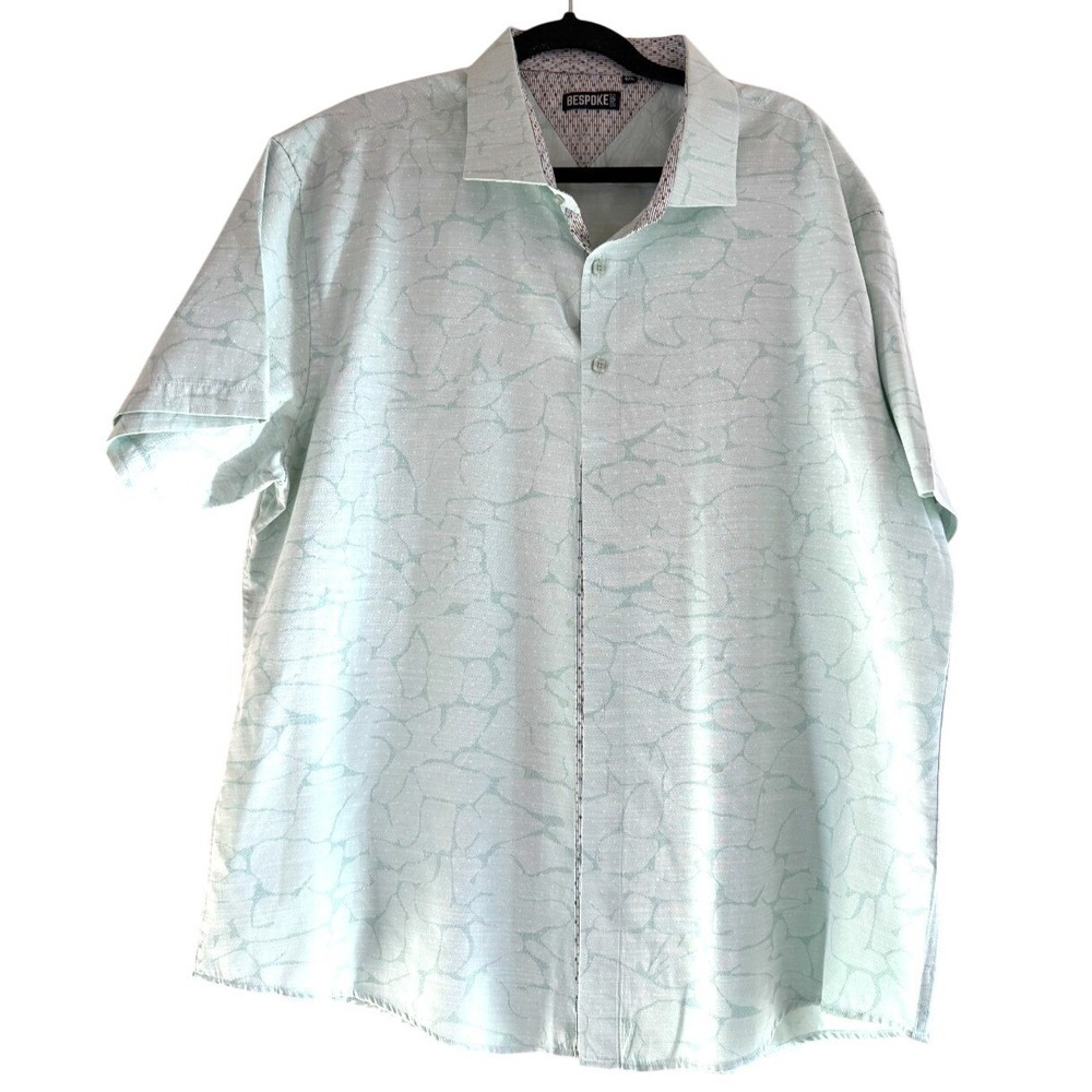 Bespoke Sport Men's 4XL Aqua Cotton Short Sleeve Button Down Shirt NWOT Casual